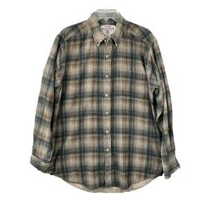 VTG Wrangler Rugged Wear Corduroy Shirt Men's M Button Down Grunge Western Plaid